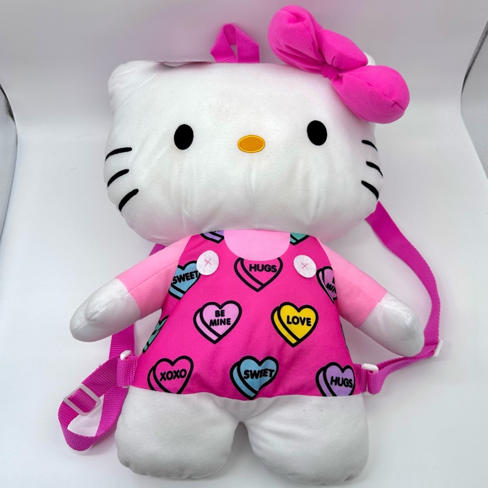 Sanrio Hello Kitty Plush Backpack with Zipper Pocket (Heart & Love)